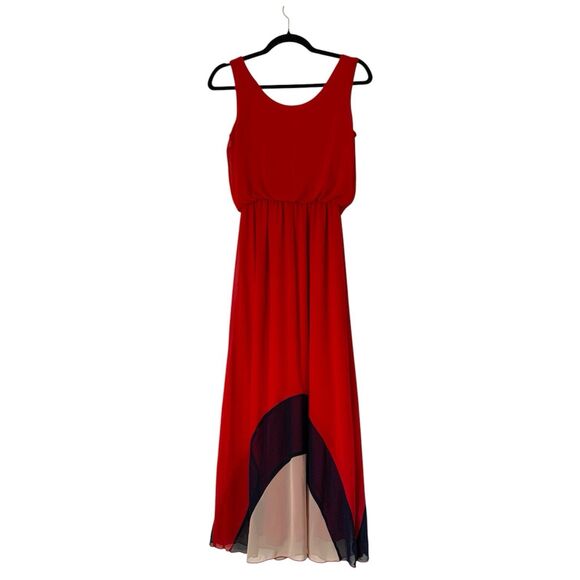 Sweet Storm Dress Maxi Women M Red Navy Colorblock Sleeveless Mod Bold Flowy - Picture 2 of 9